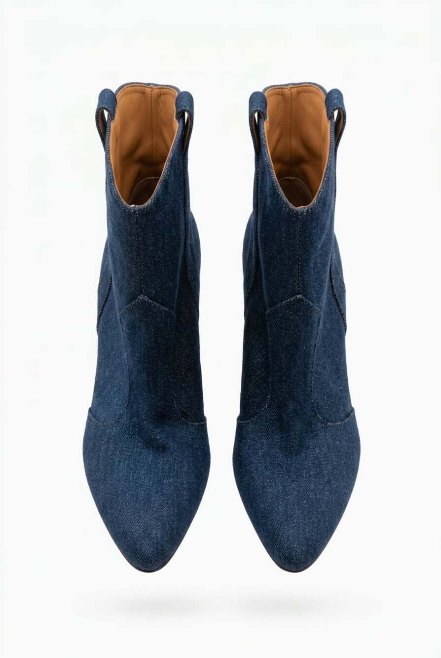 Marc Fisher LTD Blue Denim Cowboy Ankle Boots Pointed Toe Women’s 9.5